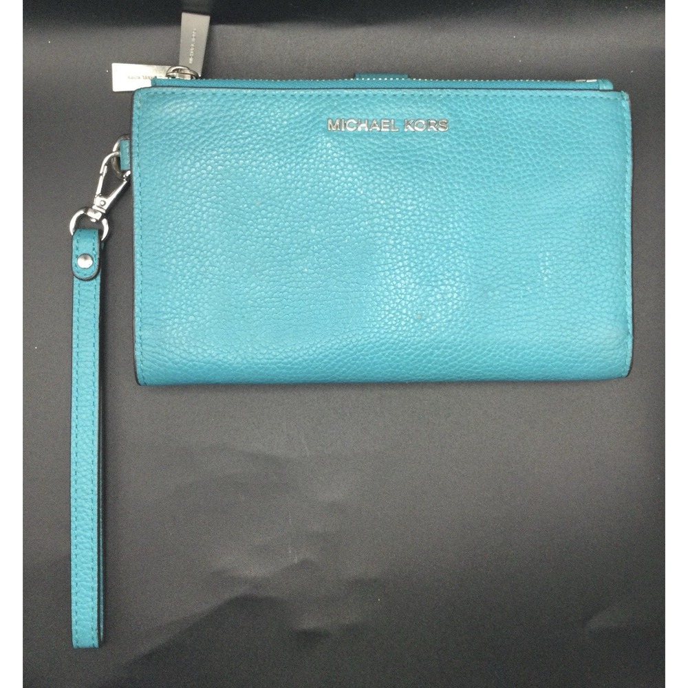 Michael Korsl Double Zip  Wristlet blue
